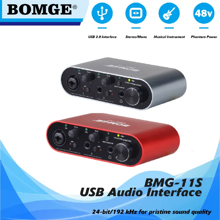 BOMGE BMG11S 3rd Gen USB Audio Interface, for the Guitarist, Vocalist, Podcaster or Producer — High-Fidelity, Studio Qualit，Low-noise for crystal clear listeningRecording