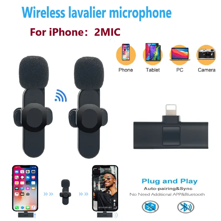 BOMGE PC/Phone Double Wireless Lavalier Microphone
