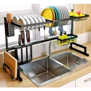 Shop Generic 3-Tier Over-Sink Dish Drying Rack - Black Online