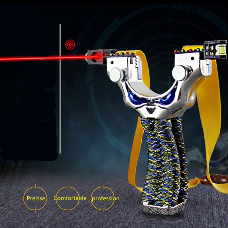 Super Hard Resin Slingshot with Laser-targeted Catapult  for Outdoor Hunting Use Flat Leather Rubber Bands