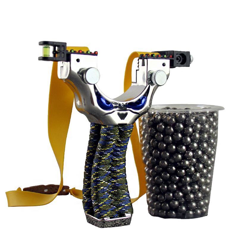 Super Hard Resin Slingshot with Laser-targeted Catapult  for Outdoor Hunting Use Flat Leather Rubber Bands