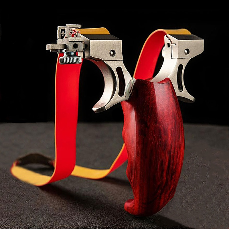 New Catapult Outdoor Hunting Power Slingshot  with Titanium Sight Flat Rubber Bands