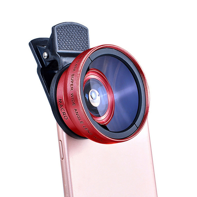 2 IN 1 Lens Universal Clip 37mm Mobile Phone Lens Professional 0.45x 49uv Super Wide-Angle + Macro HD Lens