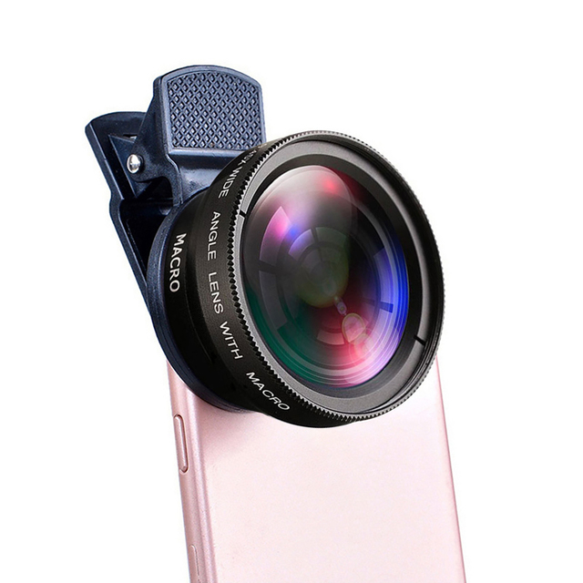2 IN 1 Lens Universal Clip 37mm Mobile Phone Lens Professional 0.45x 49uv Super Wide-Angle + Macro HD Lens