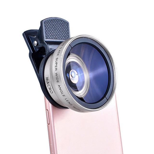 2 IN 1 Lens Universal Clip 37mm Mobile Phone Lens Professional 0.45x 49uv Super Wide-Angle + Macro HD Lens