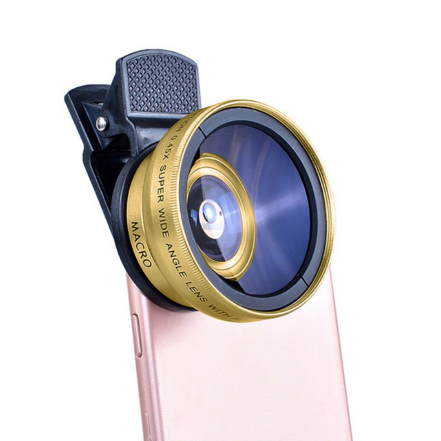 2 IN 1 Lens Universal Clip 37mm Mobile Phone Lens Professional 0.45x 49uv Super Wide-Angle + Macro HD Lens