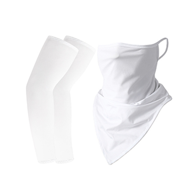 Ice Silk Sleeves Sunscreen Bib Sleeves Printed Arm Guard Sunscreen Combo Set Hiking Fishing Cycling Neck Cover Face Mask Bandana