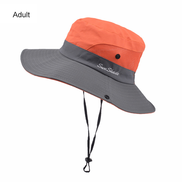Women's Summer Sun Bucket Hats Ponytail UV Protection Safari Hiking Wide Brim Beach Foldable Mesh Fishing Cap Large Wide Brim