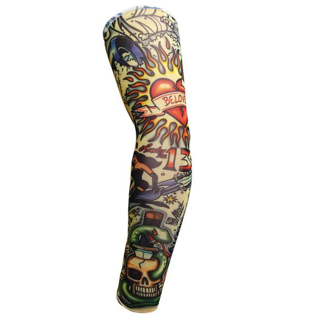 1PCS Outdoor Cycling Sleeve 3D Tattoo Printed Arm Cover Cycling Sun Protection Arm Cooling Sleeves Riding Sleeves Arm Protection