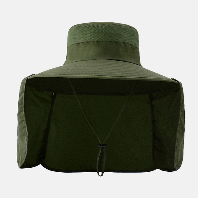 Summer 2 IN 1 UPF50+ Sun Hat For Women Men Breathable Mesh Boonie Hats With Neck Flap Male Outdoor Fishing Hiking Cap Bucket Hat