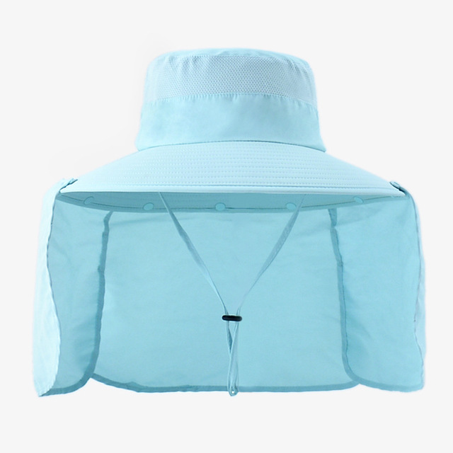 Summer 2 IN 1 UPF50+ Sun Hat For Women Men Breathable Mesh Boonie Hats With Neck Flap Male Outdoor Fishing Hiking Cap Bucket Hat