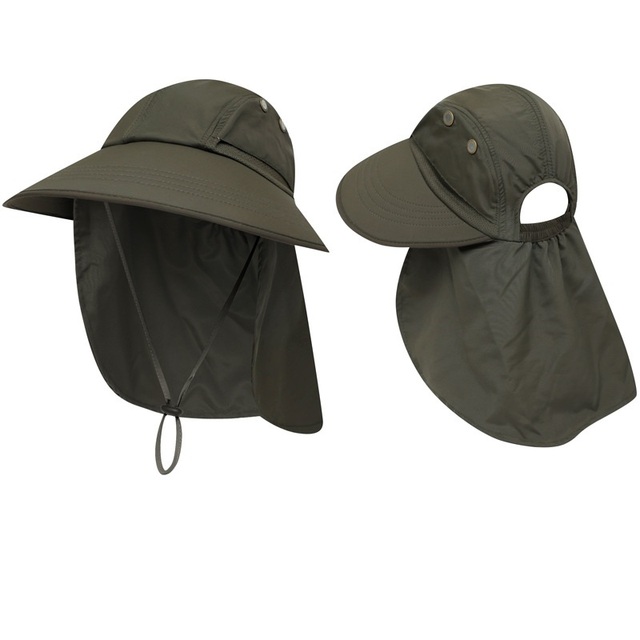 Fashion Women Summer Ponytail Caps UV Protection Sun Hat With Neck Flap Female Breathable Bucket Hat Outdoor Hiking Fishing Cap