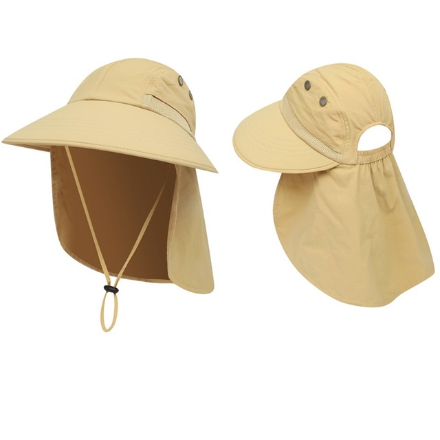 Fashion Women Summer Ponytail Caps UV Protection Sun Hat With Neck Flap Female Breathable Bucket Hat Outdoor Hiking Fishing Cap