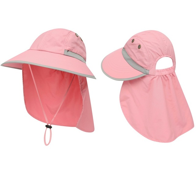 Fashion Women Summer Ponytail Caps UV Protection Sun Hat With Neck Flap Female Breathable Bucket Hat Outdoor Hiking Fishing Cap