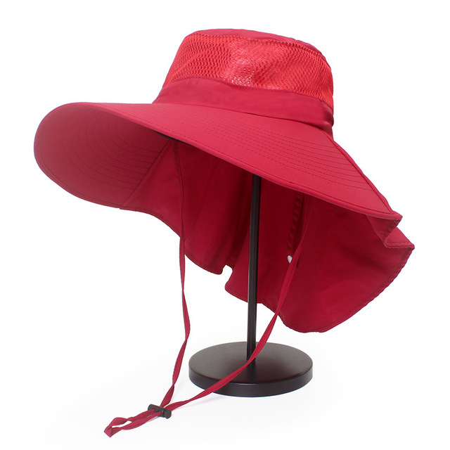 Multipurpose Outdoor Hiking Fishing Hat For Women Men Wide Brim UV Protection Sun Hat With Neck Flap Male Breathable Bucket Hats