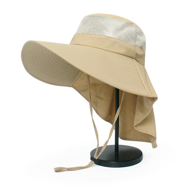 Multipurpose Outdoor Hiking Fishing Hat For Women Men Wide Brim UV Protection Sun Hat With Neck Flap Male Breathable Bucket Hats