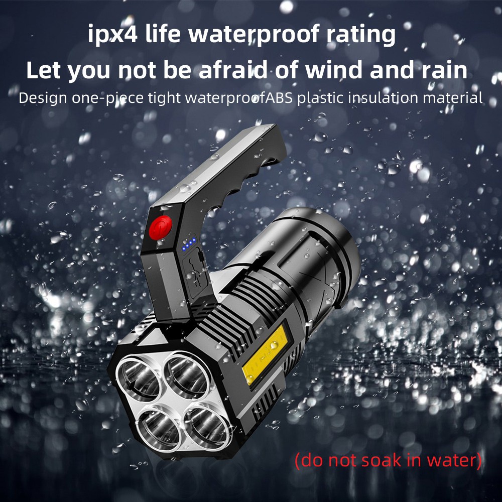 4 LED Super Bright Portable Rechargeable Flashlight Cob Light for Outdoor Camping Lantern Torch