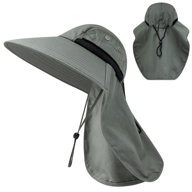 Summer UPF50+ Sun Hats For Women Men Breatable Bucket Hat With Neck Flap Outdoor Wide Brim Hiking Fishing Hat Safari Boonie Hats