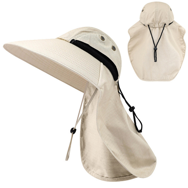 Summer UPF50+ Sun Hats For Women Men Breatable Bucket Hat With Neck Flap Outdoor Wide Brim Hiking Fishing Hat Safari Boonie Hats