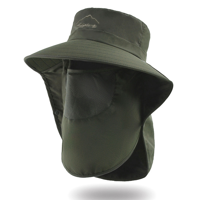 Summer UV Protection Sun Hat For Women Men Breathable Mesh Bucket Hat With Neck Flap Outdoor Wide Brim Hiking Fishing Hats
