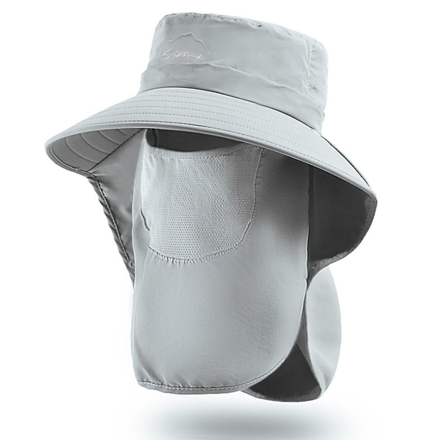 Summer UV Protection Sun Hat For Women Men Breathable Mesh Bucket Hat With Neck Flap Outdoor Wide Brim Hiking Fishing Hats