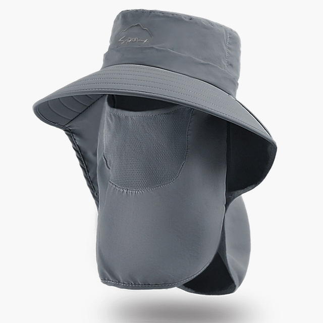 Summer UV Protection Sun Hat For Women Men Breathable Mesh Bucket Hat With Neck Flap Outdoor Wide Brim Hiking Fishing Hats