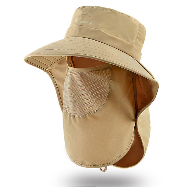 Summer UV Protection Sun Hat For Women Men Breathable Mesh Bucket Hat With Neck Flap Outdoor Wide Brim Hiking Fishing Hats