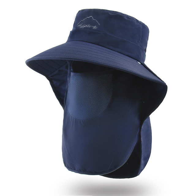 Summer UV Protection Sun Hat For Women Men Breathable Mesh Bucket Hat With Neck Flap Outdoor Wide Brim Hiking Fishing Hats