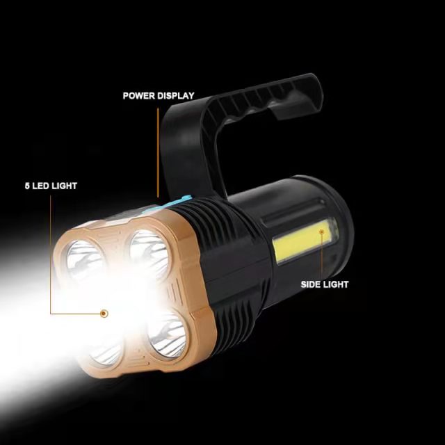 5 LED Super Bright Portable Rechargeable Flashlight Cob Light for Outdoor Camping Lantern Torch