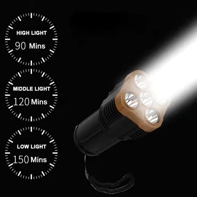 5 LED Super Bright Portable Rechargeable Flashlight Cob Light for Outdoor Camping Lantern Torch