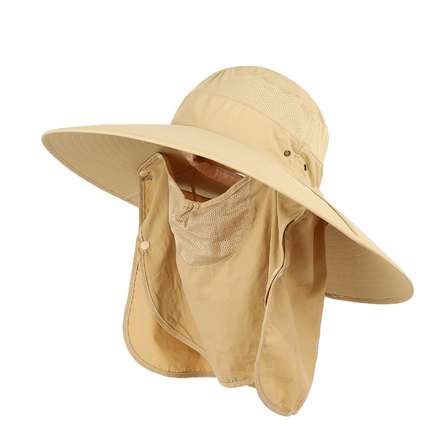 Summer UV Protection Sun Hats Women Men Breathable Bucket Hat With Neck Flap Outdoor Long Wide Brim Hiking Fishing Hat