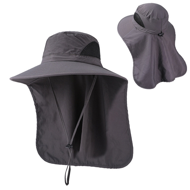 Summer UV Protection Sun Hat With Neck Flap Women Breathable Mesh Beach Bucket Hat Outdoor Male Wide Brim Hiking Fishing Hats