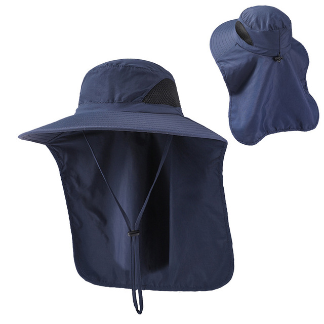 Summer UV Protection Sun Hat With Neck Flap Women Breathable Mesh Beach Bucket Hat Outdoor Male Wide Brim Hiking Fishing Hats