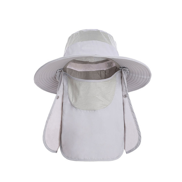 Summer UV Protection Sun Hat For Women Men Outdoor Wide Brim Hiking Fishing Hats Male Breathable Mesh Bucket Hats With Neck Flap