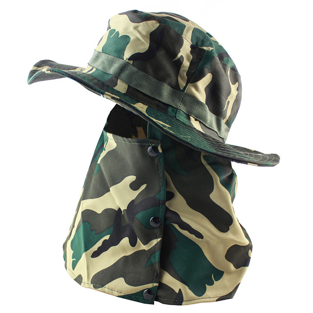 Tactical Camouflage Boonie Hats Nepalese Cap Bucket Hat Militares Army Mens Military Hiking Fishing Hat With Flaps UV UPF50+