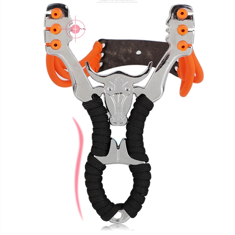 High Quality Alloy Bull Head Slingshot Powerful Rubber Hunting Catapult Outdoor