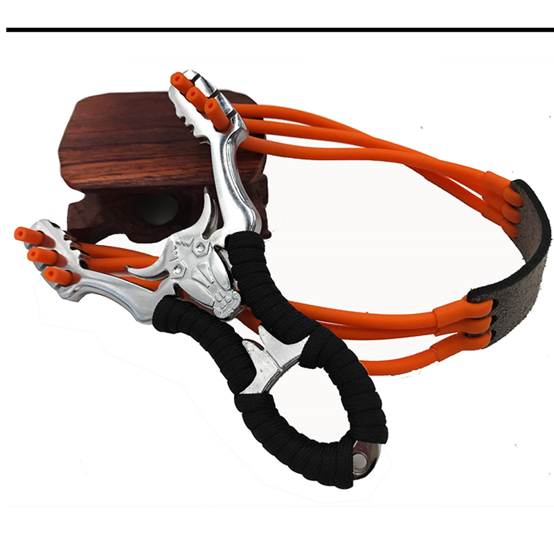 High Quality Alloy Bull Head Slingshot Powerful Rubber Hunting Catapult Outdoor