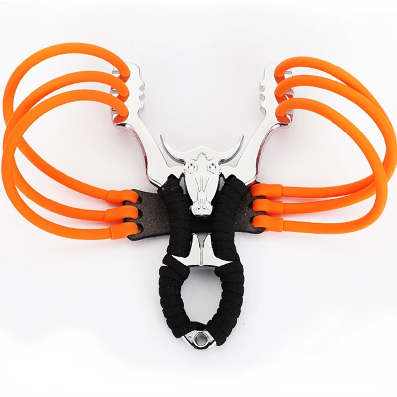 High Quality Alloy Bull Head Slingshot Powerful Rubber Hunting Catapult Outdoor