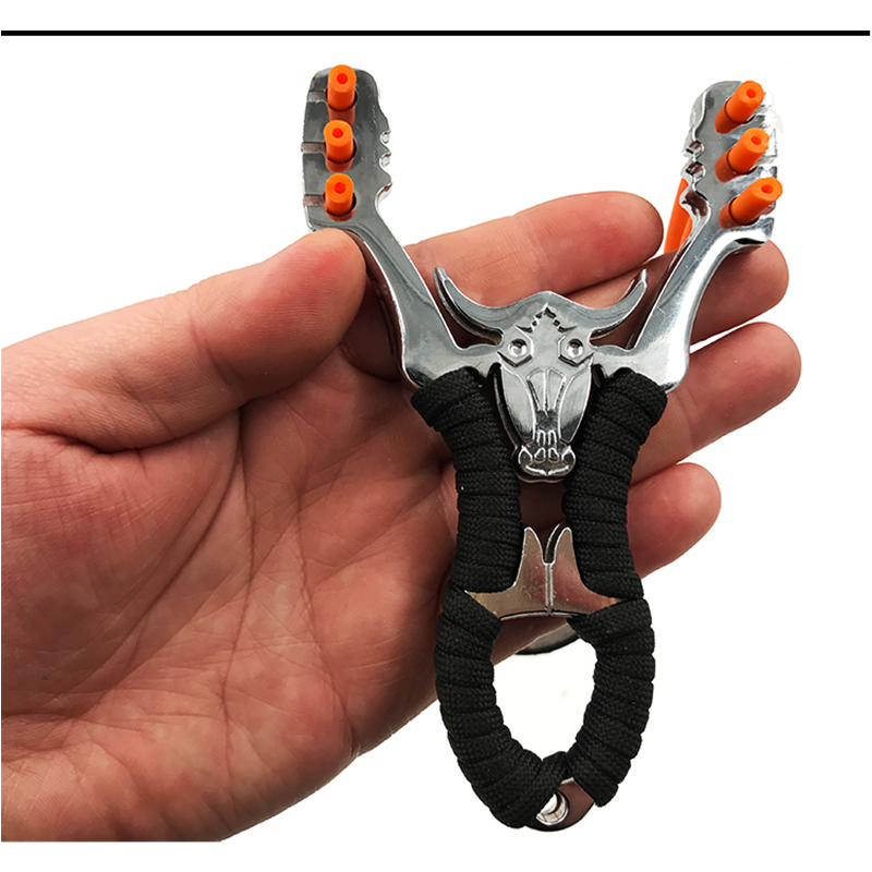 High Quality Alloy Bull Head Slingshot Powerful Rubber Hunting Catapult Outdoor