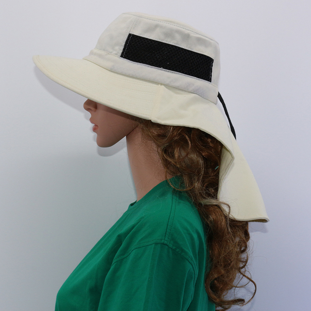 Summer Bucket Hat Men Camouflage Sun Hats Male Outdoor UV Protection Brim Hiking Cap With Neck Flap Mesh Breathable Cap