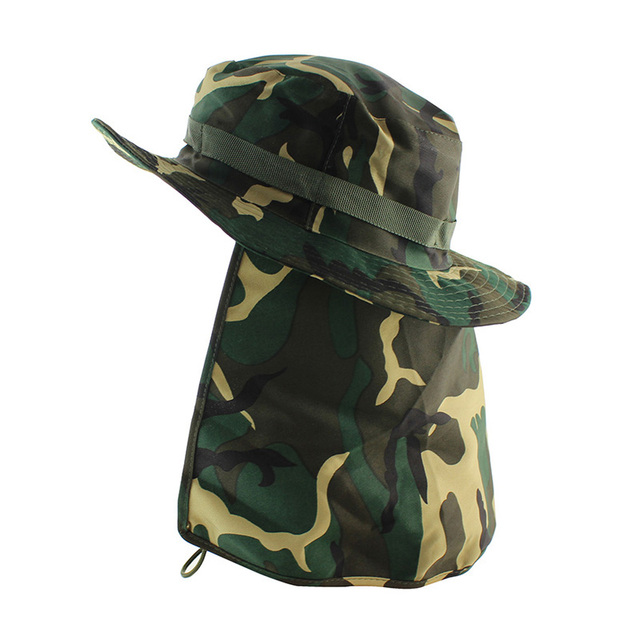 Tactical Camouflage Boonie Hats Nepalese Cap Bucket Hat Militares Army Mens Military Hiking Fishing Hat With Flaps UV UPF50+
