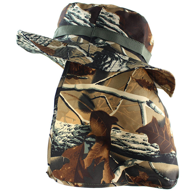 Tactical Camouflage Boonie Hats Nepalese Cap Bucket Hat Militares Army Mens Military Hiking Fishing Hat With Flaps UV UPF50+