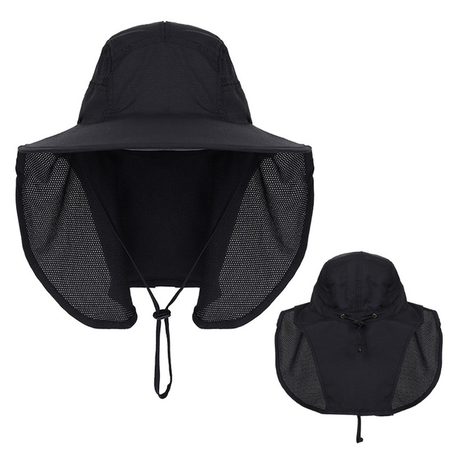 Summer UV Protection Sun Hat For Women Men Breathable Mesh Bucket Hat With Neck Flap Outdoor Wide Brim Hiking Fishing Hats