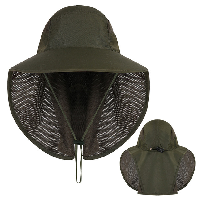 Summer UV Protection Sun Hat For Women Men Breathable Mesh Bucket Hat With Neck Flap Outdoor Wide Brim Hiking Fishing Hats