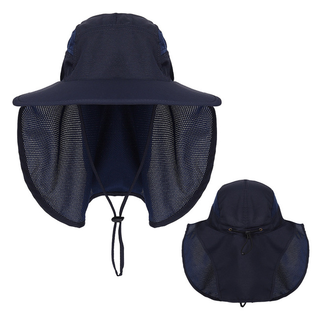 Summer UV Protection Sun Hat For Women Men Breathable Mesh Bucket Hat With Neck Flap Outdoor Wide Brim Hiking Fishing Hats