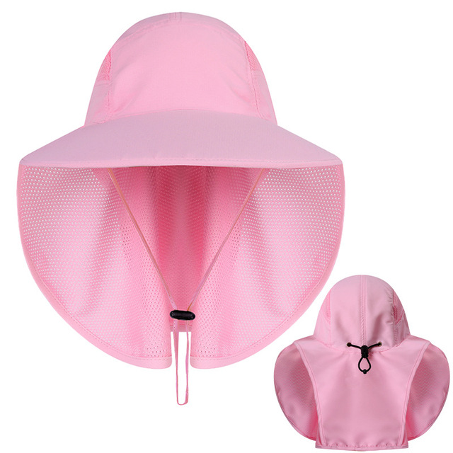 Summer UV Protection Sun Hat For Women Men Breathable Mesh Bucket Hat With Neck Flap Outdoor Wide Brim Hiking Fishing Hats