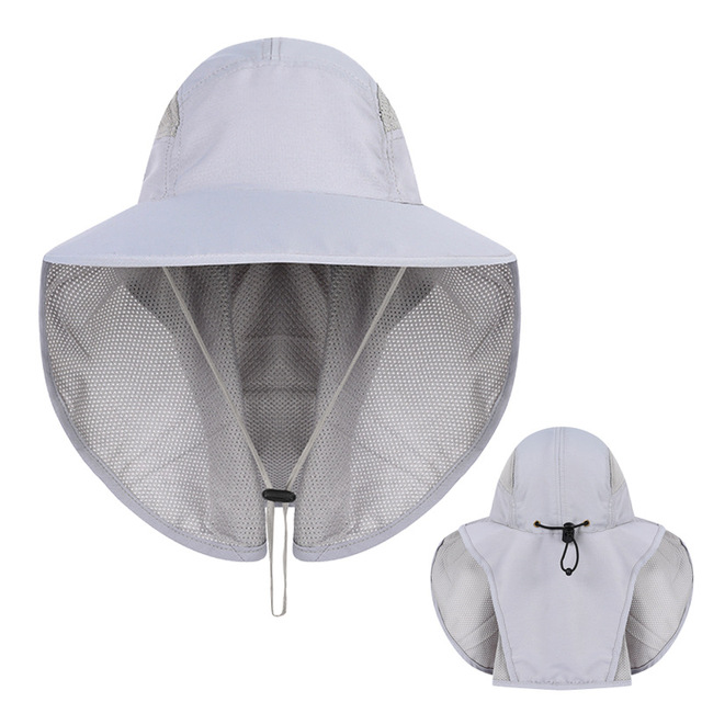 Summer UV Protection Sun Hat For Women Men Breathable Mesh Bucket Hat With Neck Flap Outdoor Wide Brim Hiking Fishing Hats
