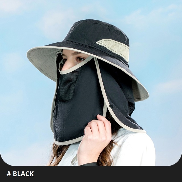 Summer UPF50+ Sun Hats For Women Men Bucket Hat With Neck Flap Outdoor UV Protection Long Wide Brim Hiking Fishing Caps