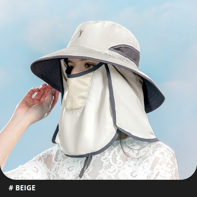 Summer UPF50+ Sun Hats For Women Men Bucket Hat With Neck Flap Outdoor UV Protection Long Wide Brim Hiking Fishing Caps