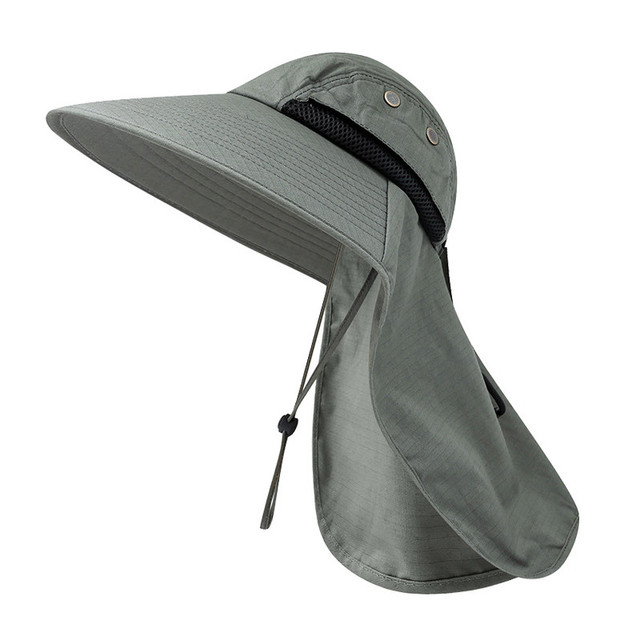 Summer Sun Hat Men Women Cotton Boonie Hat with Neck Flap Outdoor UV Protection Large Wide Brim Hiking Fishing Safari Bucket Hat